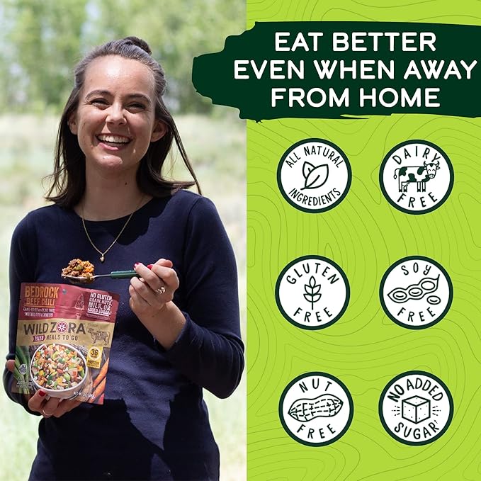 Wild Zora Paleo Freeze Dried Meals for Backpacking & Camping - Healthy Gluten Free & Grain Free