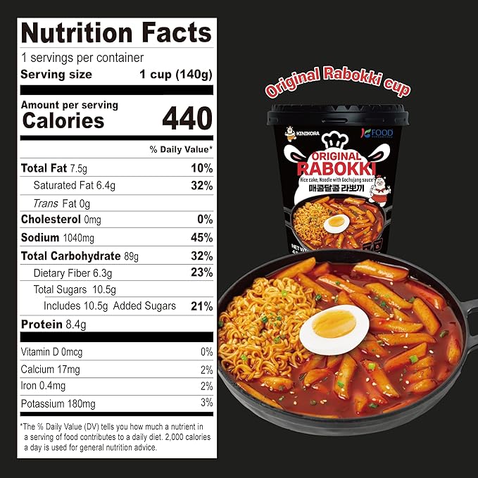 KINIKORA Premium Instant Rabokki Cup - Swicy Flavor, 2 Cups, Korean Ramen & Tteokbokki, Quick and