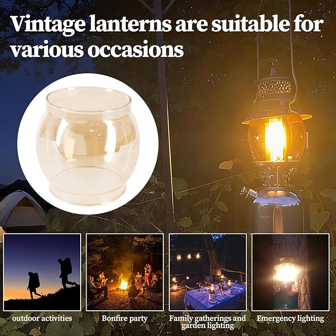 10-Pack Lantern Mantles & Glass Globe Replacement, Compatible with Coleman Lantern Parts & Ozark