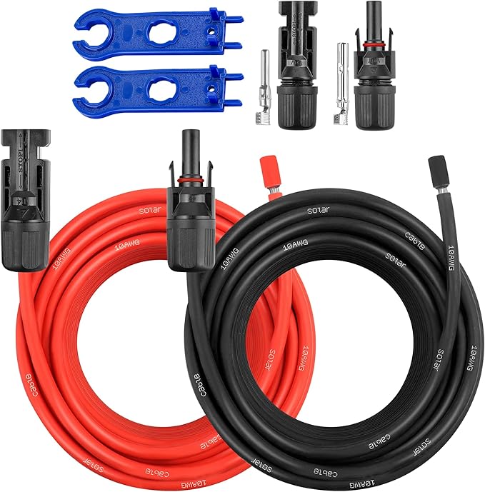 50 FT 10AWG Solar Panel Extension Cable,10 Gauge Extension Cord,5FT 10FT 20FT 30FT 50FT 100FT Solar