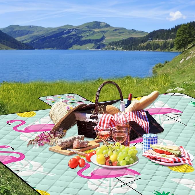 Extra Large Picnic Blanket Waterproof,80"x 80"Foldable Machine Washable Beach Blankets,Outdoor