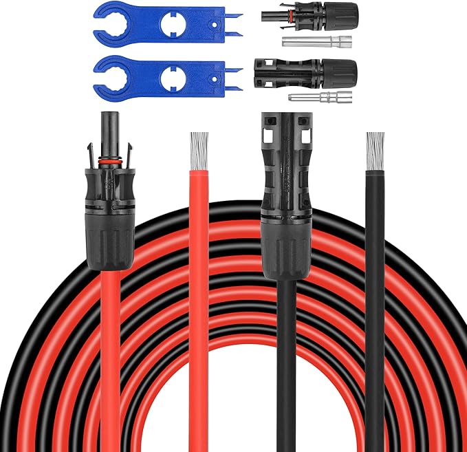50 FEET 8AWG Solar Panel Extension Cable,8 Gauge Extension Cord, Solar Panel Wire with Extra Fair
