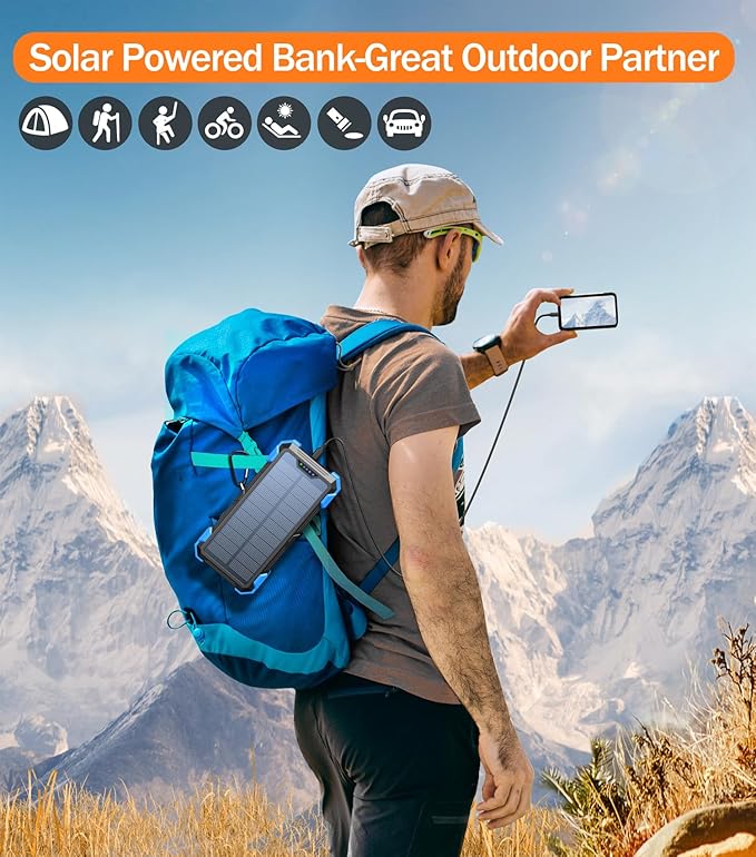 GOODaaa Portable Charger 42800mAh Built in 4 Cables and Thermometer 15W Fast Charging Power Bank