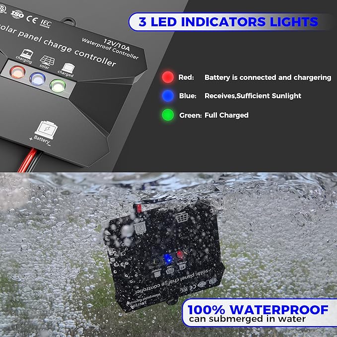 Solar Panel Kit 50W 12V, Solar Battery Trickle Charger Maintainer, Waterproof Solar Panel + Upgrade