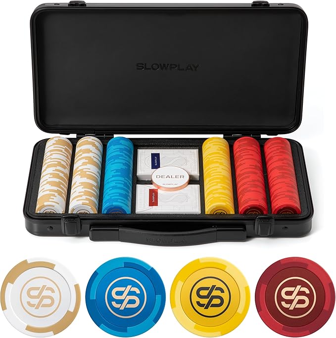 SLOWPLAY Godel 14g Clay Poker Chips Set for Texas Hold?™em, 300 PCS [Blank Chips] Features a