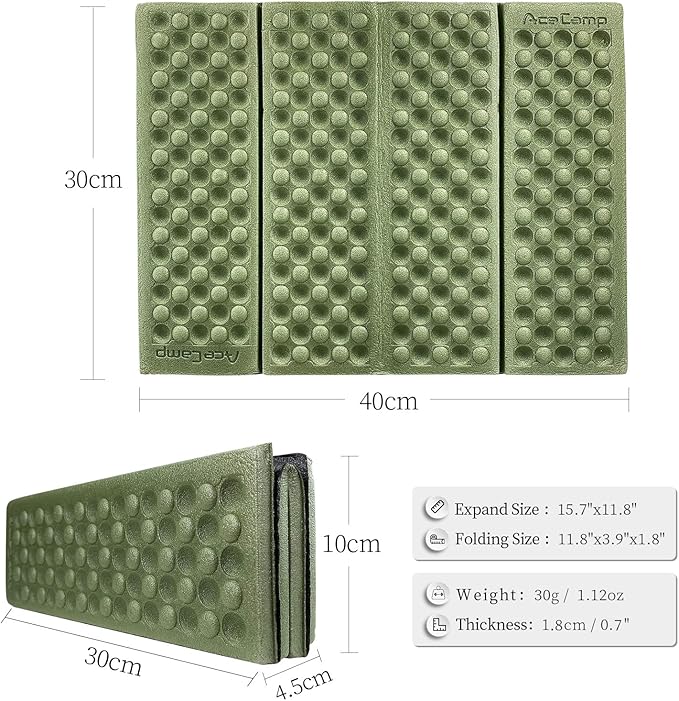 AceCamp 3940 Portable Lightweight Mini Waterproof Folding Mat, Foam Sitting Pad for Outdoor