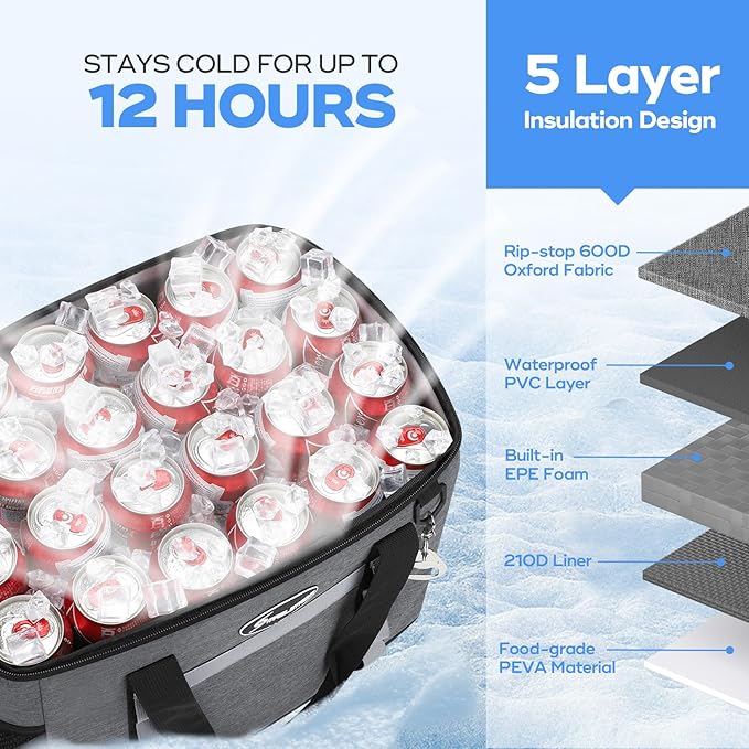 Maelstrom Collapsible Soft Cooler Bag, 24/30/60/75 Cans Beach Cooler, Ice Chest, Leakproof &