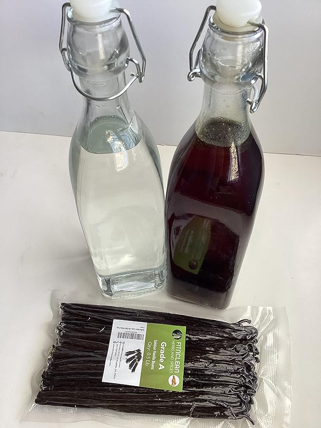 8oz Vanilla Beans Grade A Tahitian 6"-7" Bulk (1/2Lb) for Extract, Cooking and Baking by FITNCLEAN