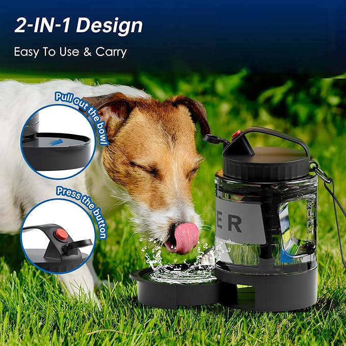 77oz Portable Dog Water Bottle, Camping Essentials, Large Travel Bottle with Pull-Out Drinking