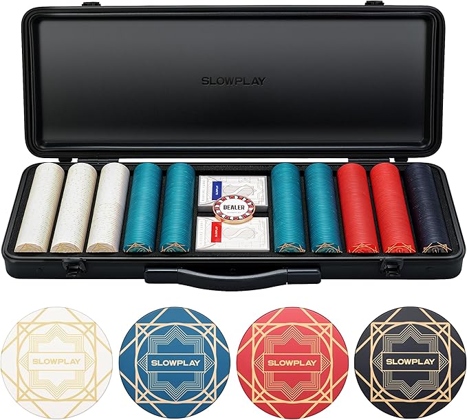 SLOWPLAY Nash Ceramic Poker Chips Set for Texas Hold'em, 500 PCS [Blank Chips], 43mm & 12g Each |
