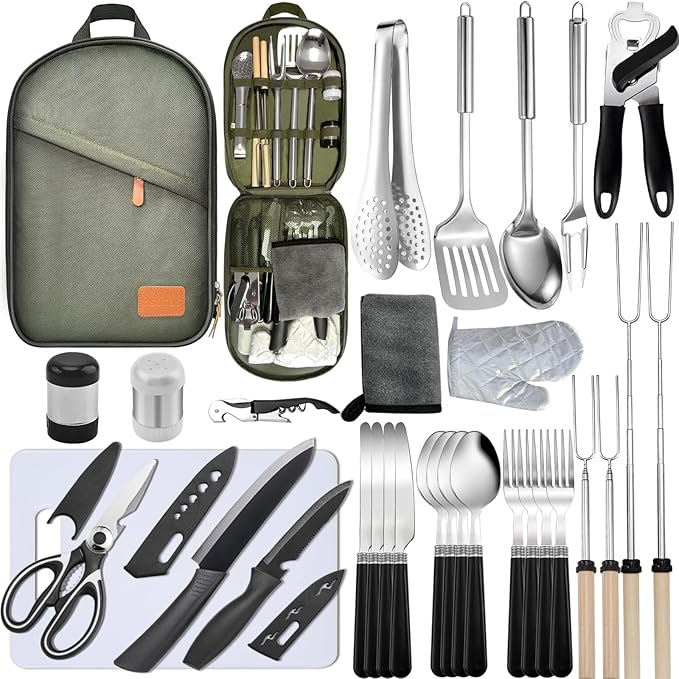 Camping Cooking Utensils Set - Camping Utensil Set Car Camping Cooking Essentials Gear for Camp