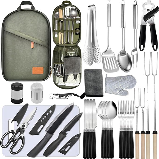 Camping Cooking Utensils Set - Camping Utensil Set Car Camping Cooking Essentials Gear for Camp