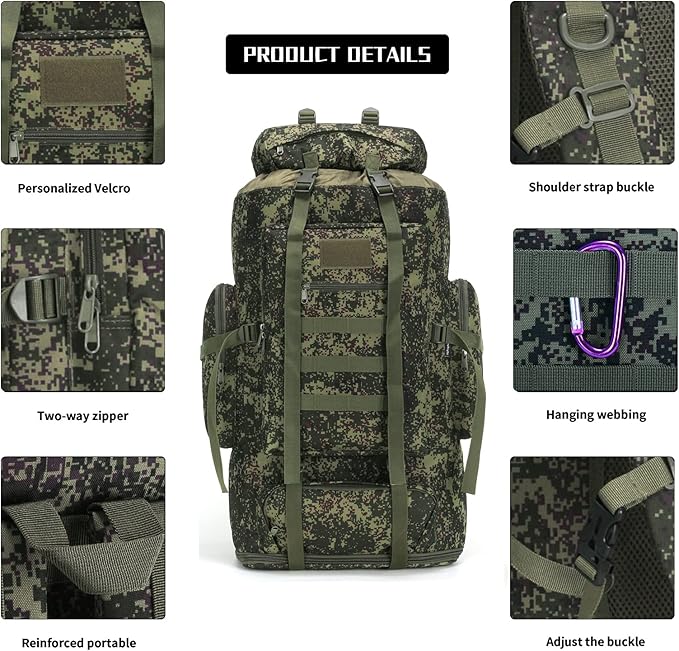 Hiking Backpack for Men 70L/100L Camping Backpack Military Rucksack Molle 3 Days Assault Pack for