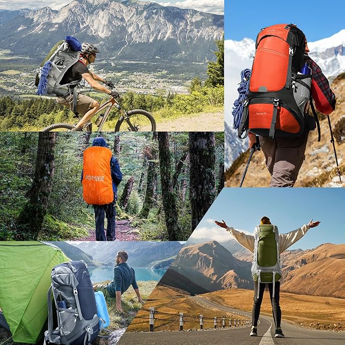 HOMIEE 50L Hiking Backpack Travel Bag Waterproof Camping Rucksack with Rain Cover Lightweight