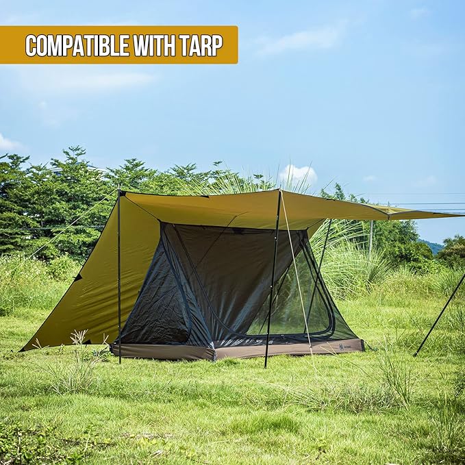 OneTigris 2 Person Mesh Tent, 3 Openings Screen Shelter with Waterproof Bathtub Floor for Outdoors