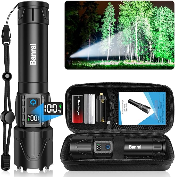 Rechargeable Tactical Flashlights High Lumens - Super Bright LED Powerful Flash Light, Waterproof