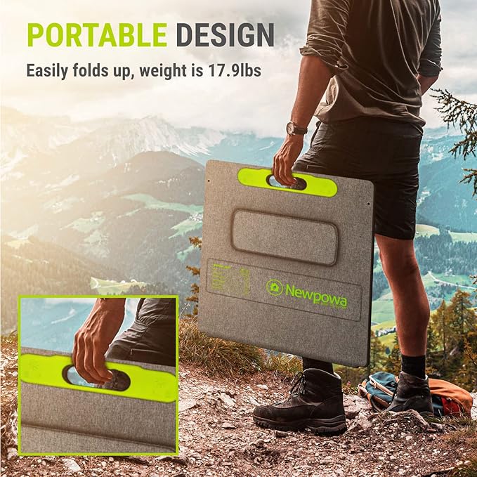 Newpowa 200W Portable Solar Panel Kit with Adjustable Kickstand Case,200Watt 12Volt Foldable