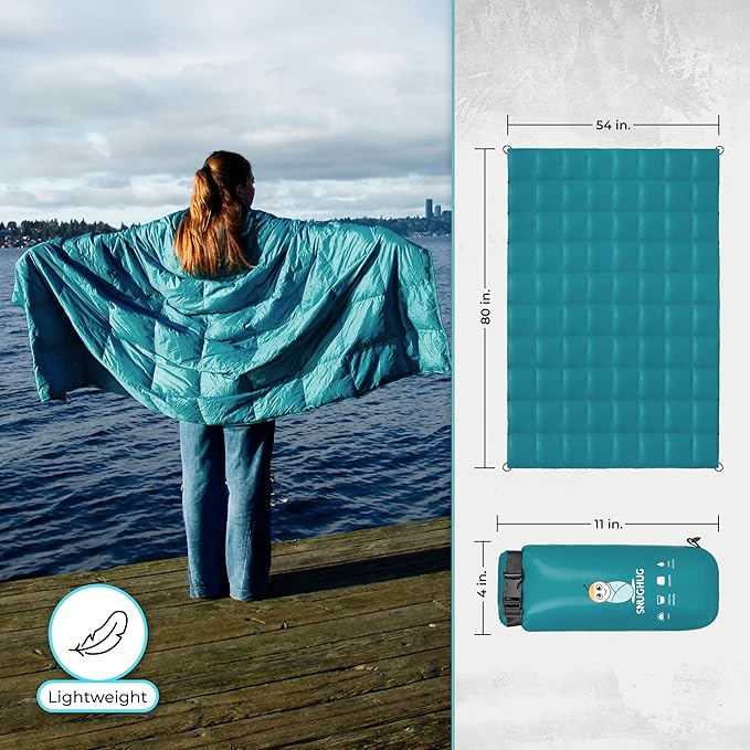 Puffy Blanket for Cold Weather - Down Camping Blanket with Sustainable Insulation, Lightweight &