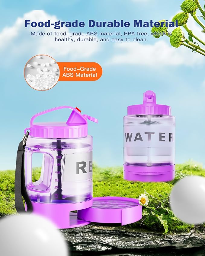 77oz Large Dog Water Bottle - Portable Travel Dog Water Dispenser & Bowl - Leak-Proof Pet Water Jug