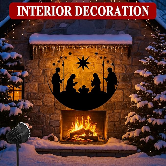 Tuanse Christmas Outdoor Nativity Projector Lights LED Flood Light Holiday with Stars for Christmas