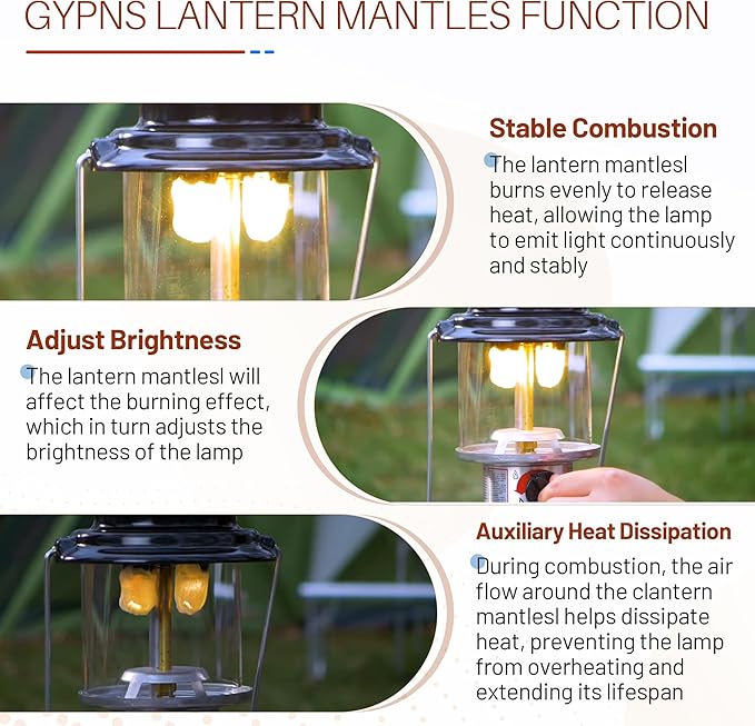 10 Pcs String Tie Lantern Mantles for Coleman - with Lantern Pump Repair Kit Fits for Coleman