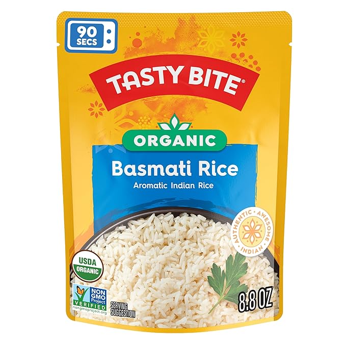 Tasty Bite Organic Basmati Rice, 8.8 Ounce, Pack of 12, Ready to Eat, Microwavable, Vegan