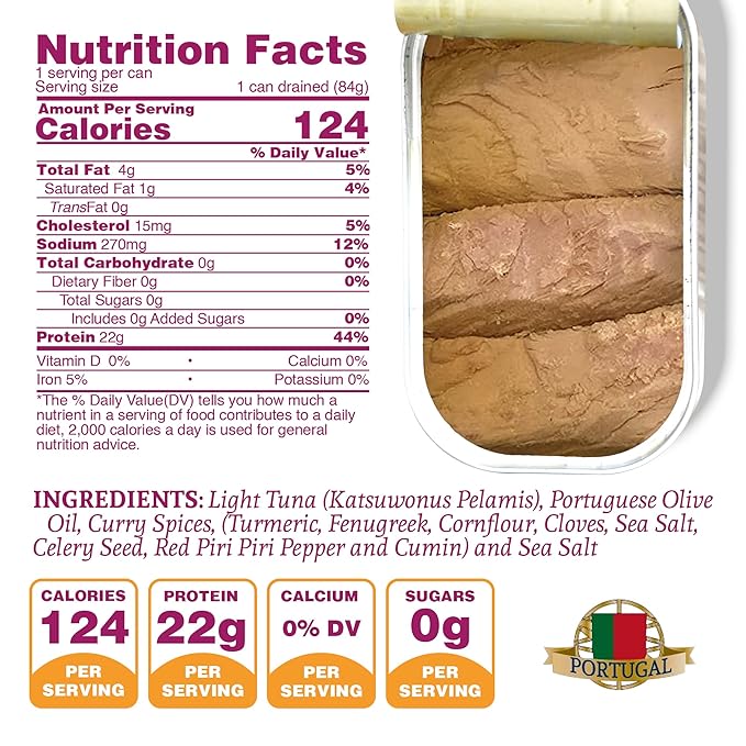 Santo Amaro - Artisanal Wild Tuna Fillets in Olive Oil & Turmeric Curry, Pole & Line Caught from