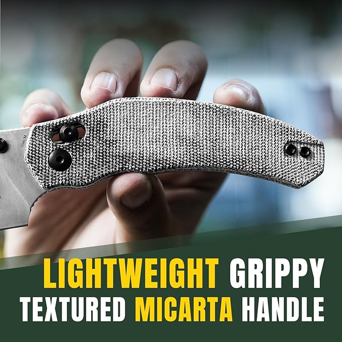 Kizer Bulldog Folding Pocket Knife, 3" Sheepsfoot Blade Folding Knife, 154CM Steel Micarta Handle