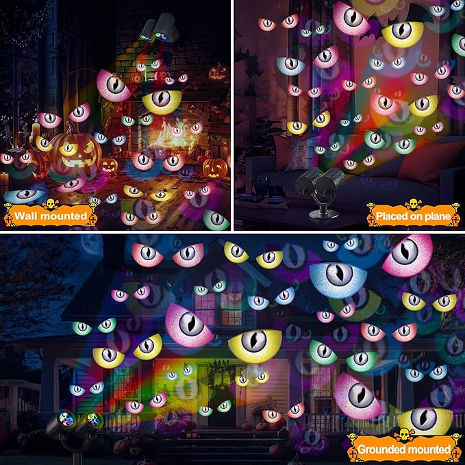 Toodour Halloween Projector Lights Outdoor, Double Head Dynamic Halloween Lights Projector with