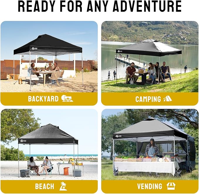 CROWN SHADES 12x12 Pop Up Canopy Outside Canopy, Patented One Push Tent Canopy with Wheeled Carry