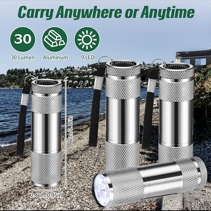 VIHOSE 20 Pcs Mini Flashlights Bulk, Bright Aluminum Handheld Flash Light with Lanyard Small LED