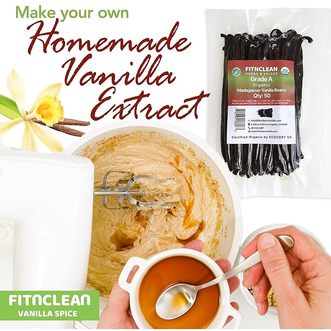 50 Organic Grade A Madagascar Vanilla Beans. Certified USDA Organic for Extract and All Things