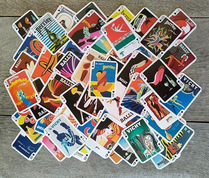 Villemot Playing Cards (Poker Deck 54 Cards All Different) Vintage Retro Art Deco Illustration