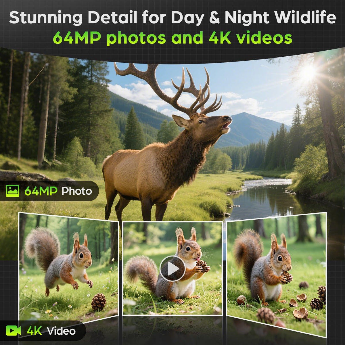 VIDVIS Trail Camera - 4K, 64MP, Solar, WiFi - product view 3