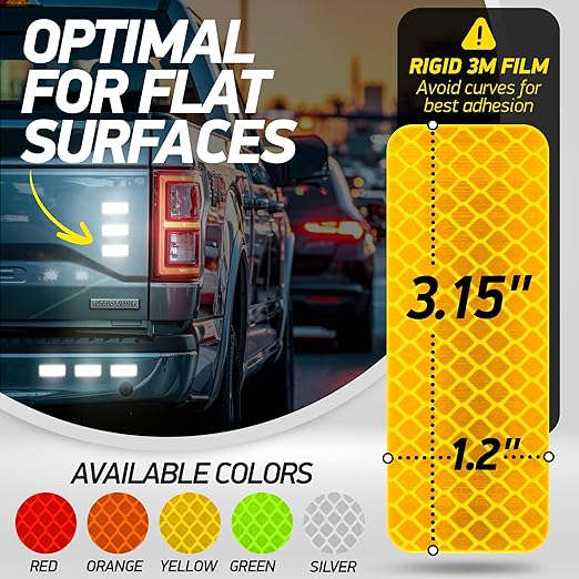 Reflective Safety Tape Stickers | 3M Diamond Grade | Yellow | 1.2″ x 3.15″ | 20-Pack | Safety