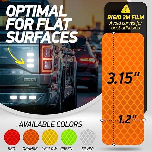Reflective Safety Tape Stickers | 3M Diamond Grade | Orange | 1.2″ x 3.15″ | 20-Pack | Safety