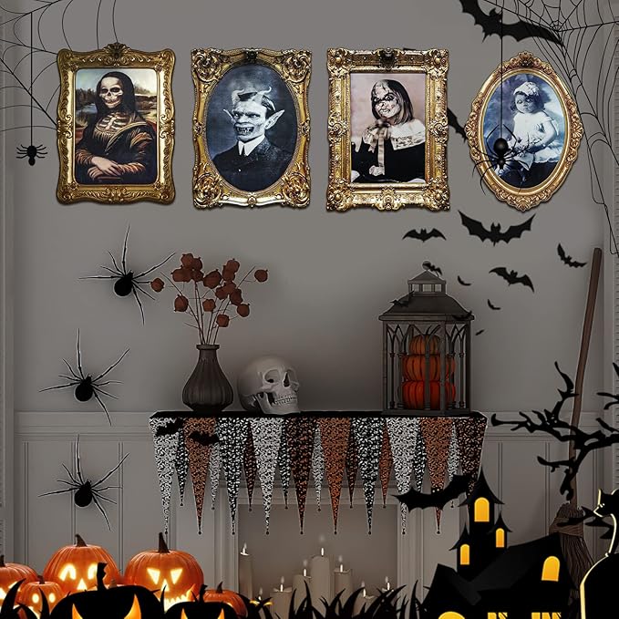 ECGER Halloween Decorations Indoor, Haunted Scary Decor - 3D Changing Face Pictures, Vintage Moving