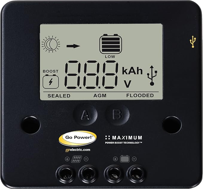 Go Power GP-PSK-90 90W Portable Folding Solar Panel Kit, 10 Amp Solar Controller, Adjustable