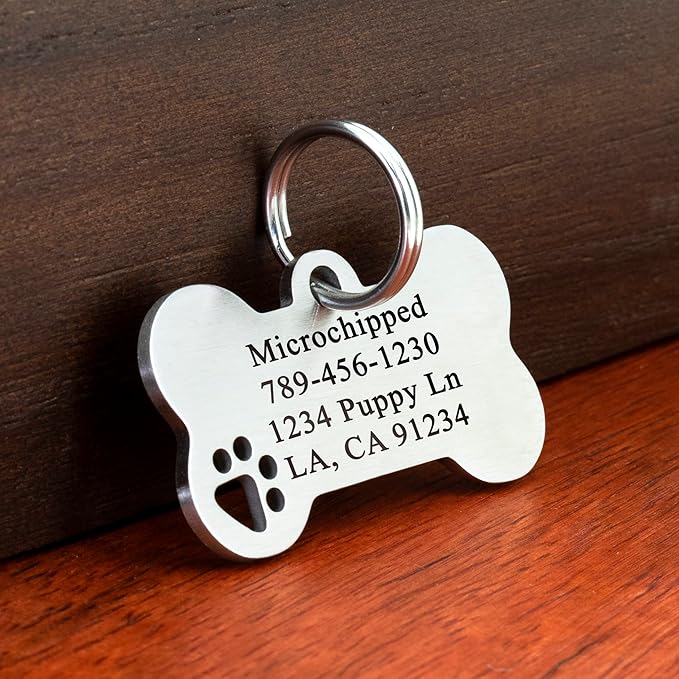 Ultra Joys Dog Tags Personalized for Pets - Hollow Paw Custom Pet ID Tag - Engraved Dog Tag for