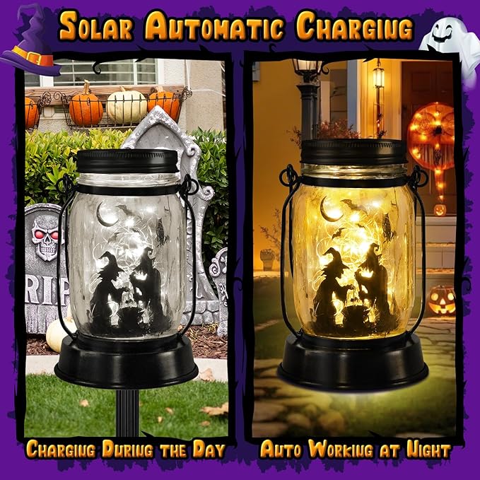 Halloween Decorations Halloween Decor Witch Solar Lanterns Witch Decorations Outdoor Lights Solar