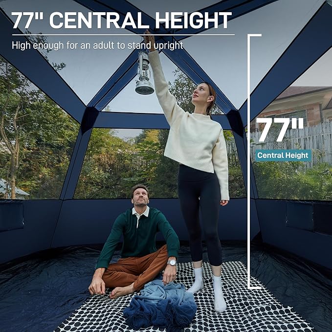 EVER ADVANCED Blackout Design 6 Person Camping Tent, Instant Cabin Tent for Family with Vestibule