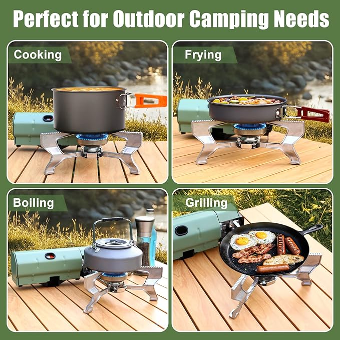 Hisencn Portable Camping Stove with Storage Bag | 8871 BTU/2600W High-Power Outdoor Gas Stove for