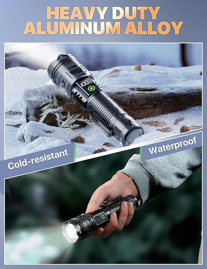 Esgofo Rechargeable Flashlights High Lumens 2000 2 Modes High/Low, Super Bright Magnetic LED