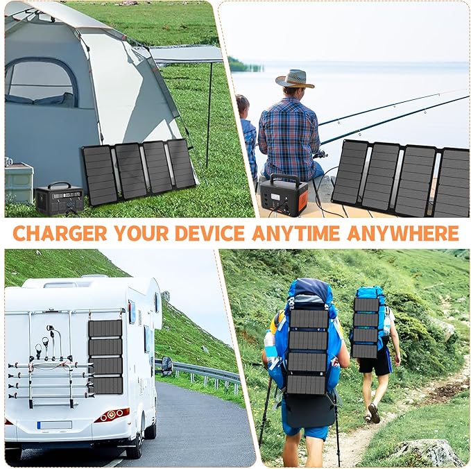 [Upgraded] Foldable Solar Panels 50W Portable Solar Panel Charger 3 Output Ports (USB-A USB-C DC)