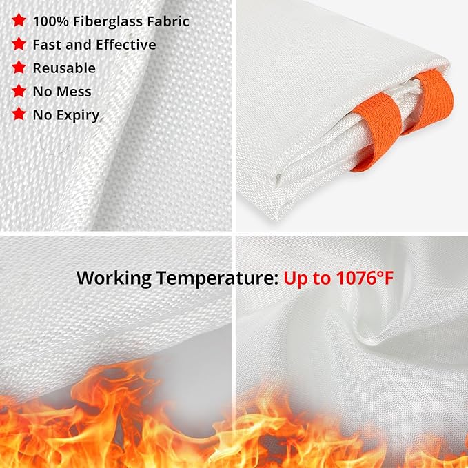 SecuCaptain Emergency Fire Blanket for Home and Kitchen - 2 Pack 40"x40" Flame Suppression