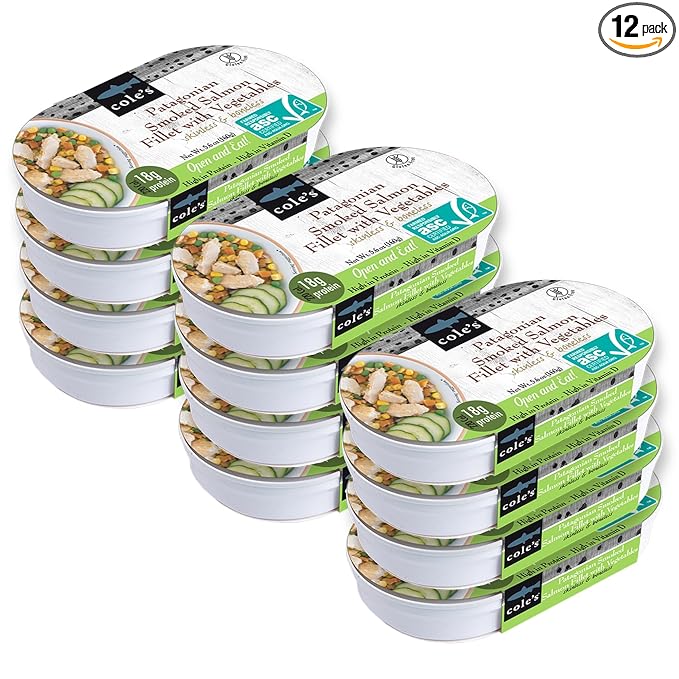 COLE’S - Patagonian Smoked Salmon Fillet with Vegetables| Ready to Eat Meal | 5.6 oz Canned &