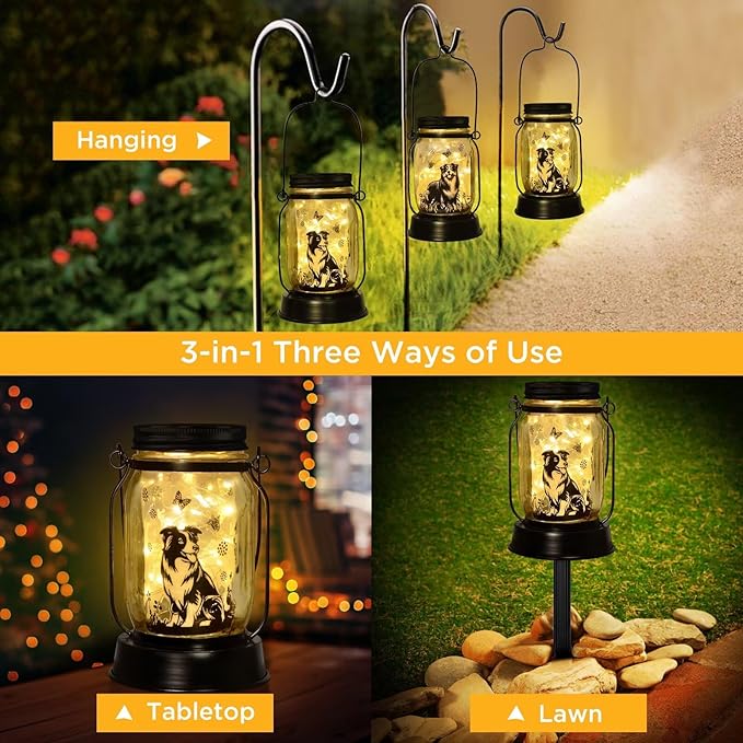 Border Collie Gifts for Women/Men Border Collie Solar Lanterns Dog Mom Birthday, Dog Lovers