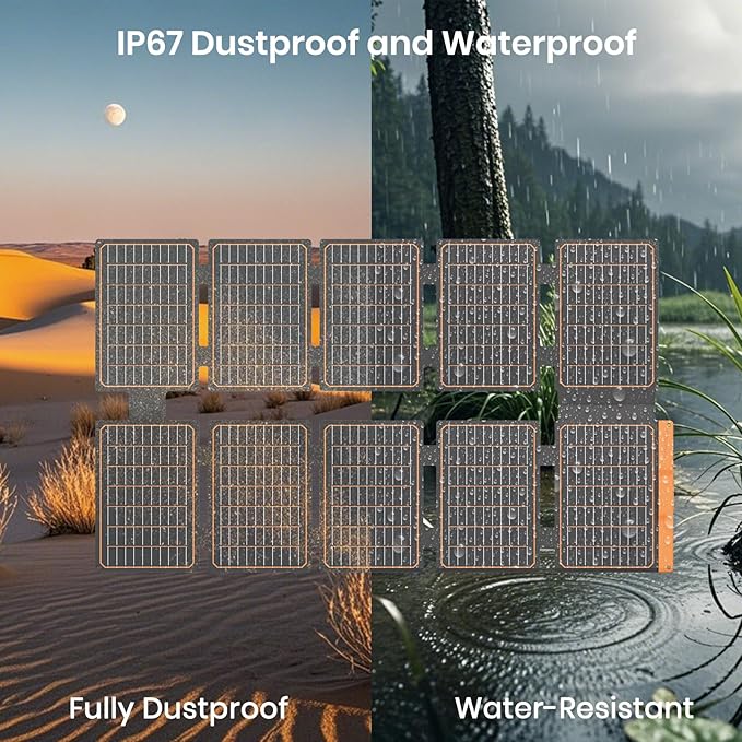 FlexSolar 100W Portable Solar Panel - 24% High Efficiency, IP67 Waterproof, QC3.0 USB-A/USB-C/DC