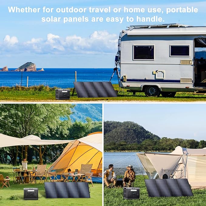 Portable Power Station, 2400W/2160Wh Large Capacity Solar Generator, with 200W Solar Panel, 4 AC