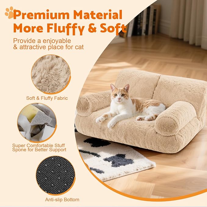 Gimars Upgrade Large Cat Bed for Indoor Cats -Added 10% More Stuff Sponge, Orthopedic Pet Couch